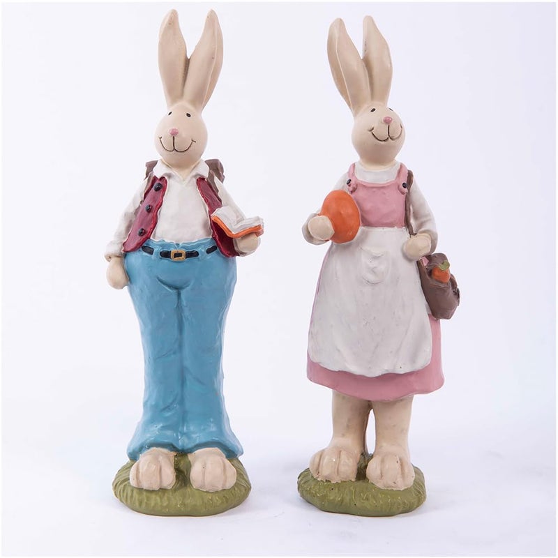 ENNAS Easter Bunnies Hand Painted with Easter Rabbits Home Decoration 6.1 Inch - Image 1